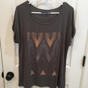 Gray Tee with Silver Gold & Rose Gold Design